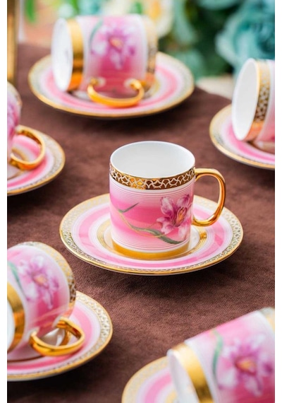 Acar Hxf-06920 Tulip 6lı Kahve Fincan Takımı Gold