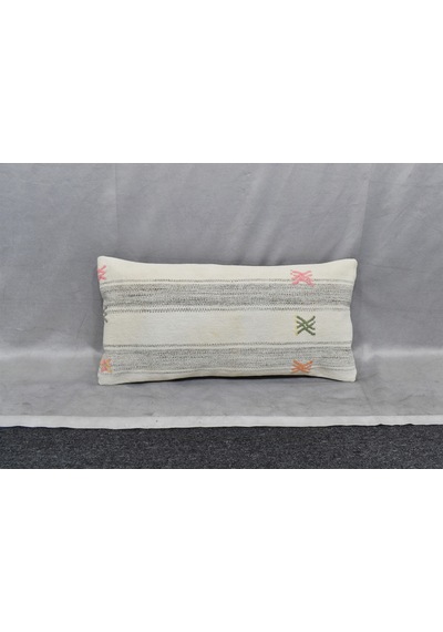 Zehra Abla Halı Yeni El Dokuma Dekoratif Lumbar Kilim Kırlent Yastık Kılıfı 6879 Çok Renkli