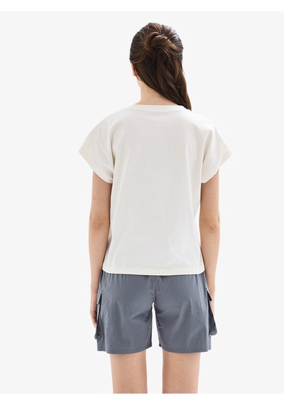 Kadın Crop T-shirt 60627 - Krem Krem
