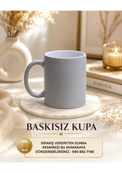 Simli Kişiye Özel Baskılı Kupa-4 Farklı Renk Seçeneği Gri