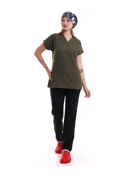 Bflex Unisex Likralı Yarasa Kol Tek Üst - 6427 Haki Yeşili