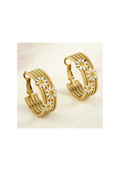 Papatya Figürlü Paslanmaz Çelik Küpe Gold - 661982063 Gold