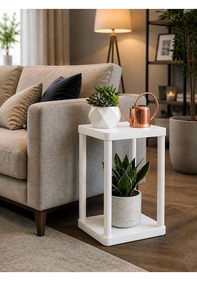 Sakura 2 Katlı Çiçeklik Saksılık Beyaz