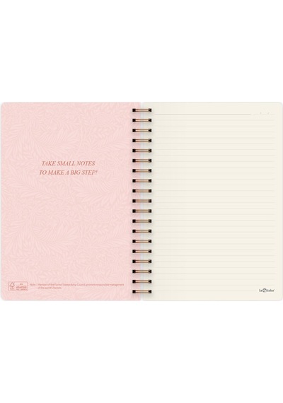 Botanical Spiralli Defter Çizgili Pembe 17x24 Cm