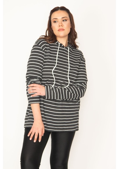 Şans Kadın Siyah İçi Şardonlu Kumaş Kapşonlu Sweatshirt 65n32459-siyah Siyah