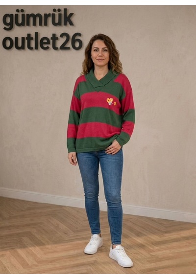 Noqkta Kadın Retro Kazak Çok Renkli