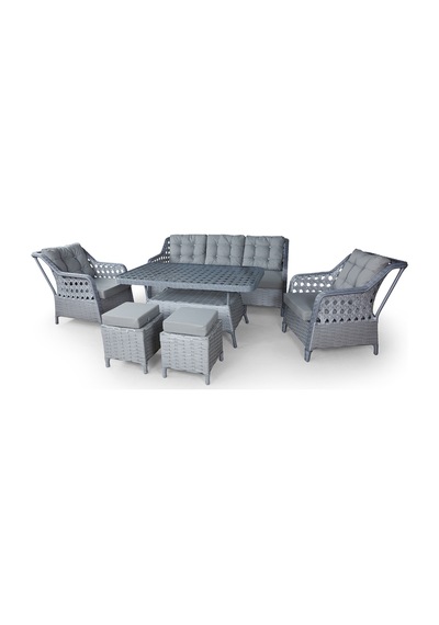 Sun Patio Helena Gümüş Gri Alüminyum 3+1+1 Bahçe & Balkon Takımı