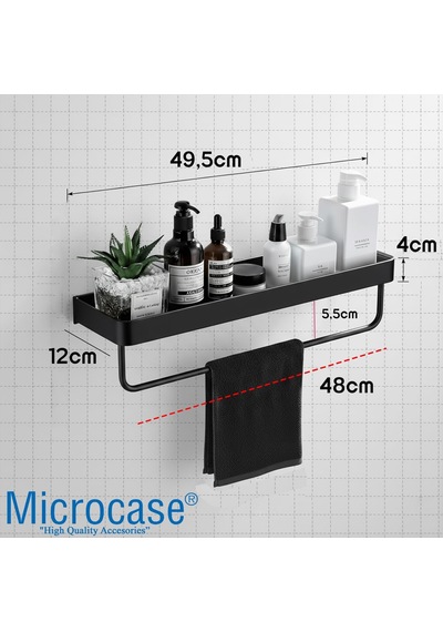 Çok Amaçlı Modern Duvar Rafı Ve Havlu Askılığı Banyo Mutfak Malzeme Düzenleyici Siyah Al5340 Diğer
