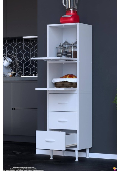 More 50 Cm Çok Amaçlı Organizer Mutfak Kiler Banyo 2 Kapaklı 3 Çekmeceli Mutfak Dolabı 50x150x32 Cm Beyaz More 50 Cm Çok Amaçlı Organizer Mutfak Kiler Banyo 2 Kapaklı 3 Çekmeceli Mutfak Dolabı 50x150x32 Cm Beyaz
