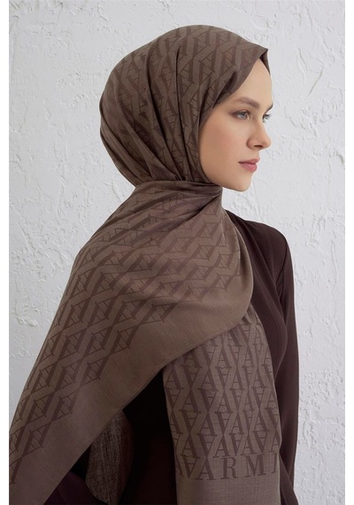 Armine Monogram Desen Edition Şal Açık Kahve