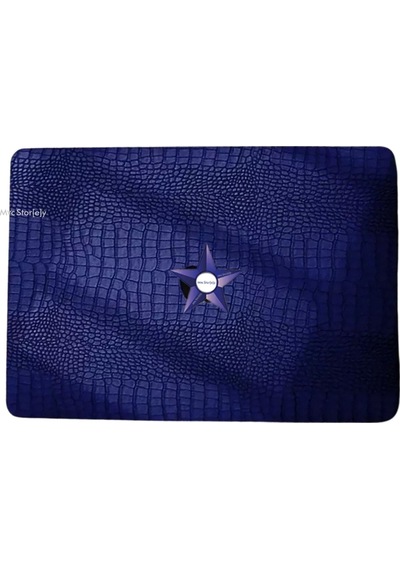 Apple Uyumlu MacBook Air M1 Deri Kılıf 360 Derece Saran Kaplama Koruyucu Touchıd'li M1 Air A2337 A2179 A1932 İle Lacivert