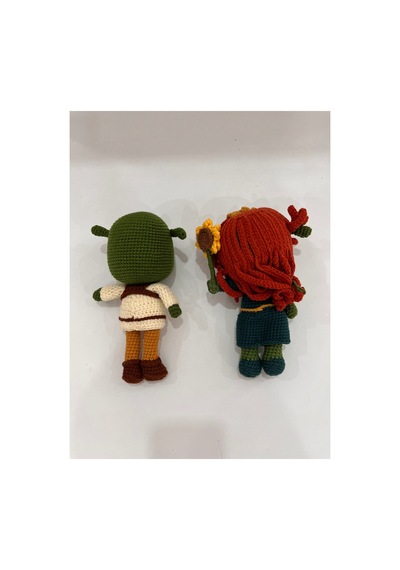 El Yapımı Amigurumi Sevgili Çift Oyuncak Seti - Yeşil Devler Örgü Bebek, 2'li Dekoratif Hediye Yeşil