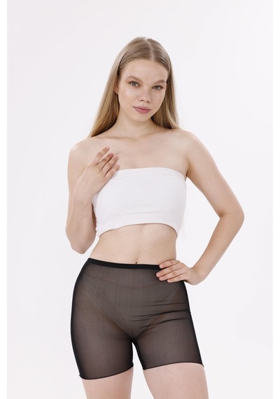 Ang Butik Freshness 0024 Lazer Kesim Tül Boxer Korse SIYAH