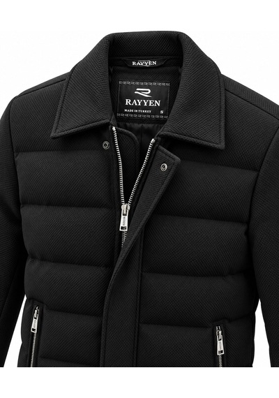 Rayyen Slim Fit Erkek Yakalı Dolum Mont 7815 Siyah