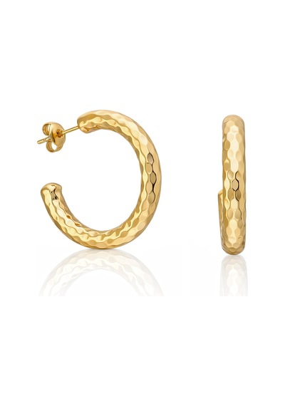 Biju By Servi Milano Dokulu Halka Altın Renk Küpe-278 Gold