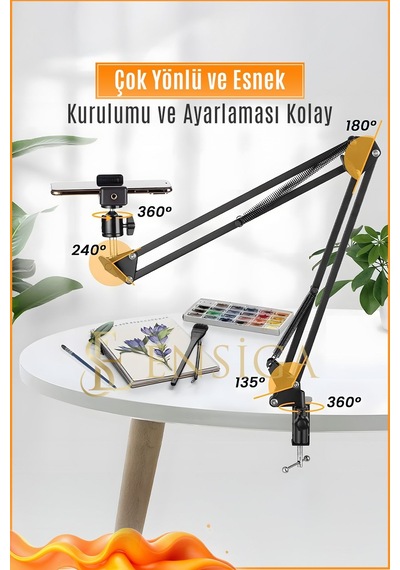Cep Telefonu Tutucu Kol Akıllı Telefon Kelepçesi Uzun Kollu Cep Telefonu Tutucu, Mafsallı Kol Askısı