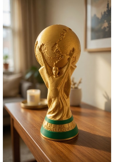 Dünya Kupası Temalı Dekoratif Kupa Biblosu Futbol Severlere Özel Masa Üstü Ve Raf Süsü