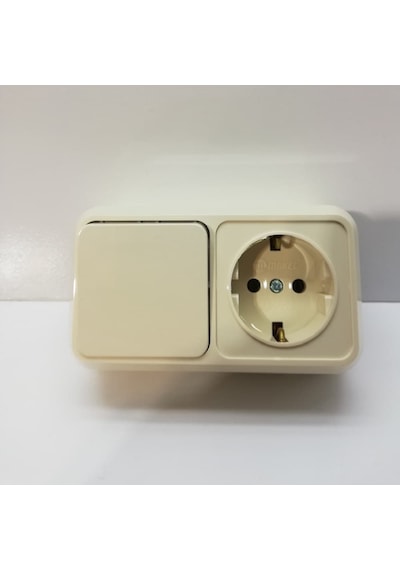 Makel Sıva Üstü Krem Anahtar+topraklı Priz 452a1