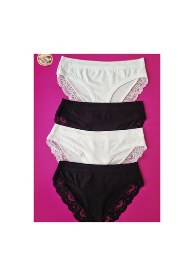 Demirsa Boutique Dantelli Ve Biye Detaylı 4'lü Siyah Ve Beyaz Renk Modal Kadın Bikini Külot Siyah-beyaz Demirsa Boutique Dantelli Ve Biye Detaylı 4'lü Siyah Ve Beyaz Renk Modal Kadın Bikini Külot Siyah-beyaz
