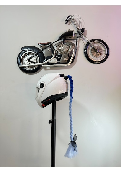 Motor & Motosiklet Mavi Ombreli Saç Kask Dış Aksesuarı Diğer