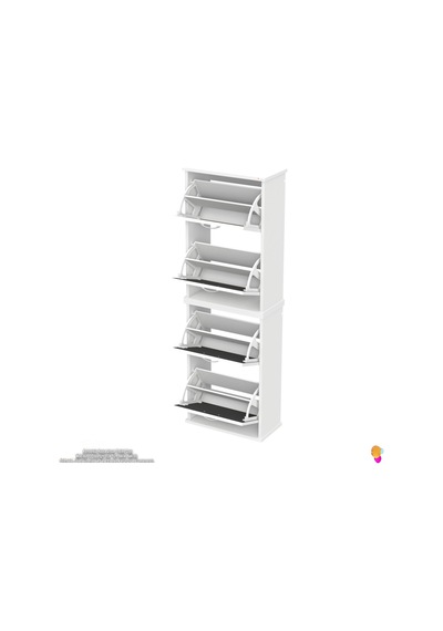 Modilayn Umay' 2 Li Asma Antre Hol 52x 156x26 Cm Lik 4 Düşer Kapak 8 Raf Bölmeli Ayakkabılık Antrasit - Beyaz Modilayn Umay' 2 Li Asma Antre Hol 52x 156x26 Cm Lik 4 Düşer Kapak 8 Raf Bölmeli Ayakkabılık Antrasit - Beyaz