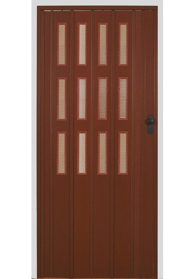 3 Sıra Camlı Akordeon Kapı Ceviz Ahşap Desenli 72x215cm