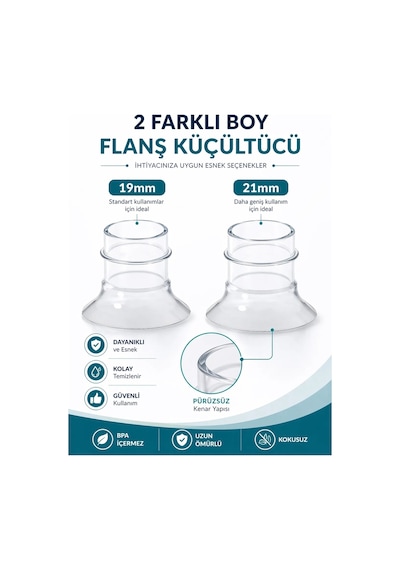 Babyhope Göğüs Pompası Kalkanı Silikon Flanş Küçültücü 19 - 21 Mm 2'li Set