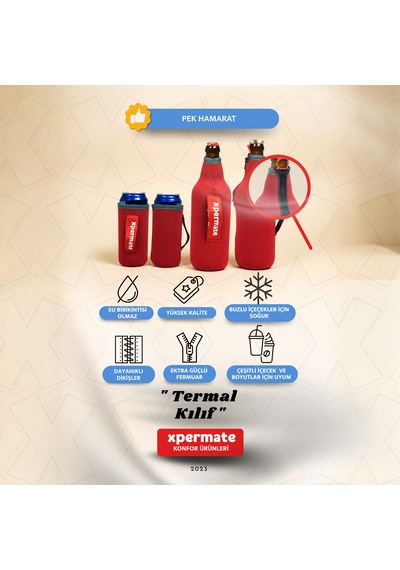 Xpermate Termal İçecek Kılıfı Sıcak & Soğuk Tutan Şişe Bira Termal Kılıf 0,5l Kırmızı