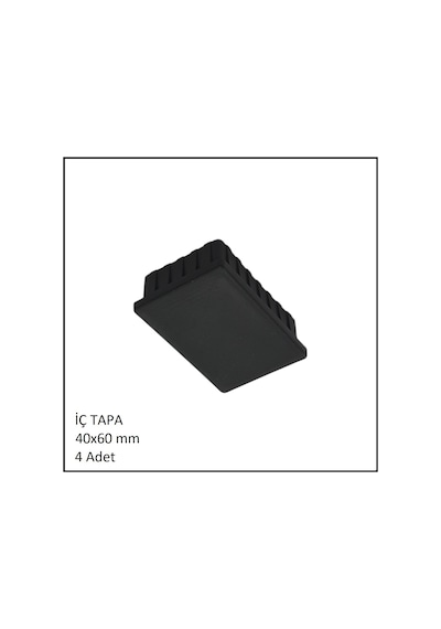Plastik İç Tapa, Profil Tapası, Dikdörtgen, Siyah, 40x60 Mm 4 Adet Siyah