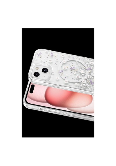 Onegif Apple iPhone Uyumlu 15 Misk Simli Magsafe Kapak - Desen 2