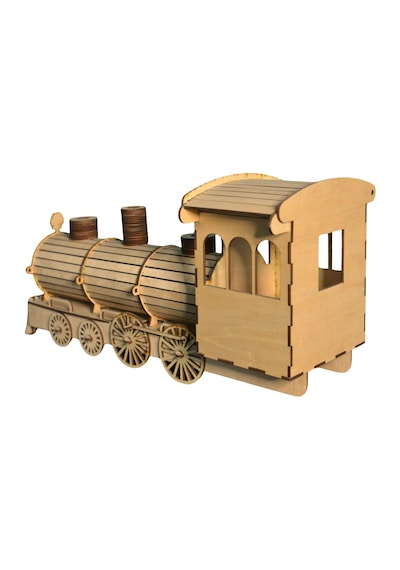 Algwood 3d Ahşap Buharlı Tren Lokomotif Maketi - Steam Train Nostalji Serisi 149 Parça Lazer -yetişkin Ve Genç Hobi Seti 47x17x22 Cm
