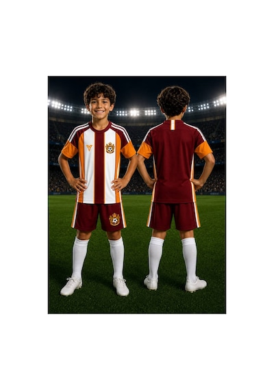 Yenteks Çocuk Halı Saha Futbol Forması Seti Sarı-kırmızı Forma+şort+çorap Kırmızı Kırmızı