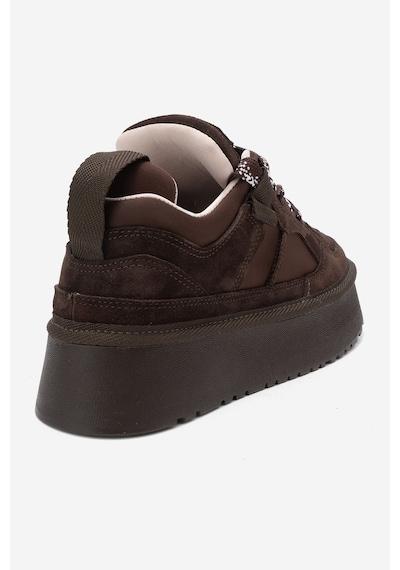 Luvishoes Raven Kahverengi Süet Hakiki Deri Kadın Platform Sneaker Kahverengi