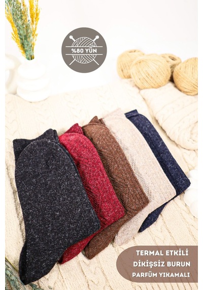 Kral Socks Kışlık Yün Çorap Lambswool Kuzu Yünlü Kadınlar Için Dikişsiz Termal ASORTİ