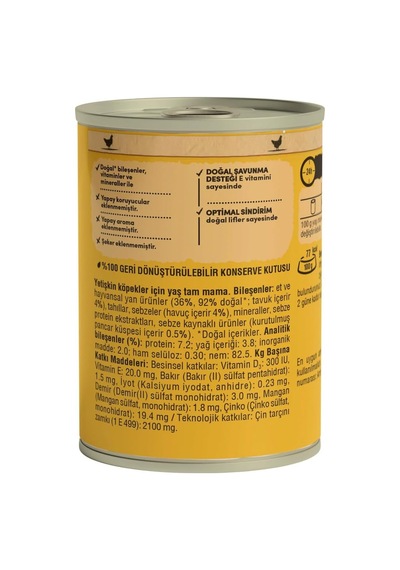 Köpekler İçin Tavuklu Konserve Yaş Mama 400 G