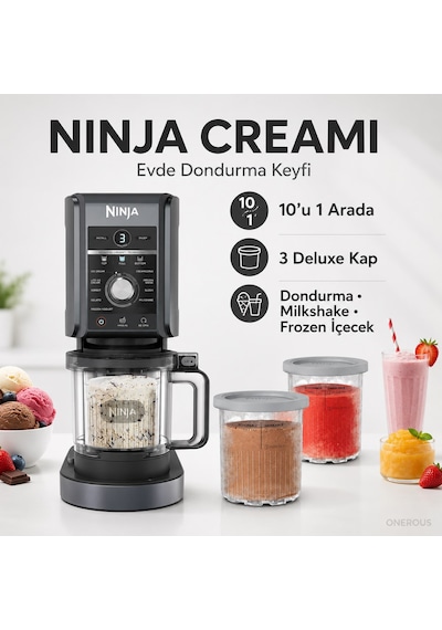 Creami Deluxe 10-in-1 Dondurma Ve Frozen Makinesi Siyah Çok Amaçlı Kullanım İçin Ergonomik Tasarım