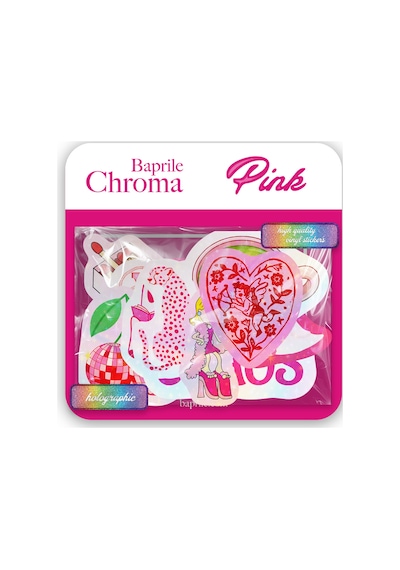 Pembe Renk Temalı Hologram Stickerlar 21 Adet Sticker Paketi Suya Dayanıklı Laptop Termos Telefon Etiket Seti