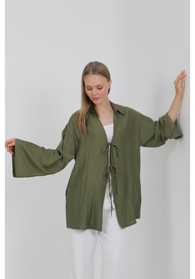 Doğal Viskon Kumaş Cepli Bağcıklı Kadın Kimono 1167 Hafif, Dökümlü, Akışkan, Yazlık Model Haki Doğal Viskon Kumaş Cepli Bağcıklı Kadın Kimono 1167 Hafif, Dökümlü, Akışkan, Yazlık Model Haki