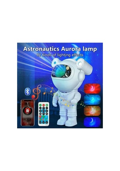 Astronaut Speaker Projector Lamp Bluetooth Speaker Stickerlı Kumandalı Astronot Model Gece Lambası Beyaz