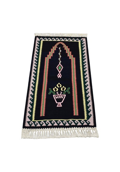 Kilim Antik El Dokuması Bayburt Seccade Mihraplı Kilimi 0158 - Yeni - Siyah