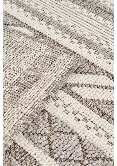 Badelya Home Krem Gri İskandinav Modern Tasarım Sisal Bukle Özel Ölçü Salon Oturma Odası Koridor Halısı Yolluk Gri - Krem