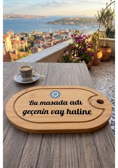 Kahve Keyfi Temalı Afilli Kahve Sunum Tablası Figür 15