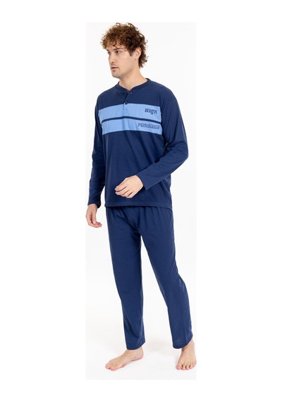 Pemilo Erkek 835 Uzun Kol Süprem Pijama Takımı Lacivert Lacivert