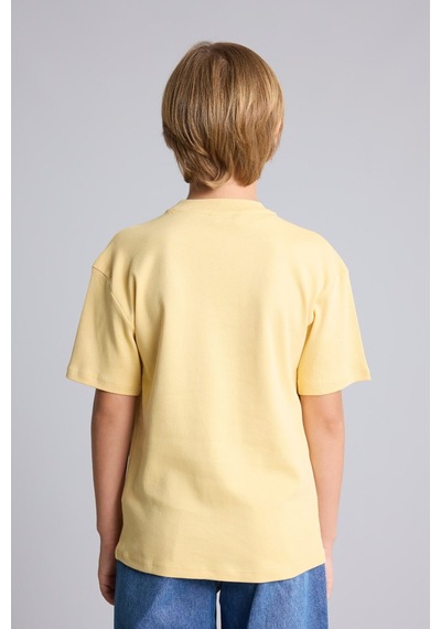 Defacto %100 Pamuk Oversize Bisiklet Yaka Kısa Kollu Basic Erkek Çocuk Tişört. G6486a826auyl506 Sarı-yl506