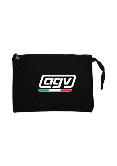Agv İtalya Logo Siyah Clutch Astarlı Cüzdan / El Çantası