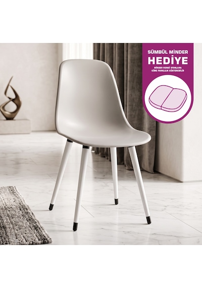 Vilinze Eames Beyaz Ahşap Ayak Plastik Gri Sandalye Eames-beyaz Gri - Beyaz