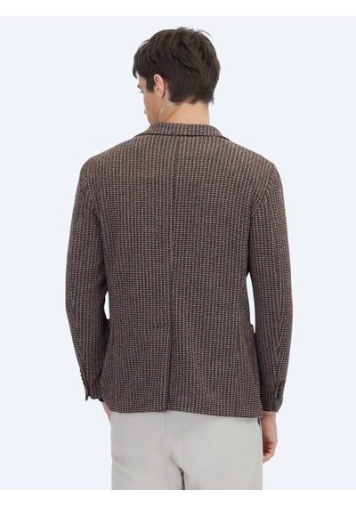 Kip Lacivert Desenli Modern Fit Pamuk Karışımlı Örme Ceket Lacivert