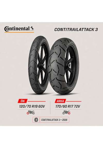 Continental Contitrailattack 3 120/70 R19 60v - 170/60 R17 72v Ön Arka Motosiklet Lastik Takımı 2026