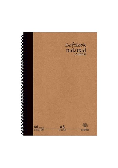 Natural Journal A5 Spiralli Sert Kapak Defter 80 Yaprak 160 Sayfa , Çizgili Günlük, Ofis Ve Hediye Kullanım Çok Renkli