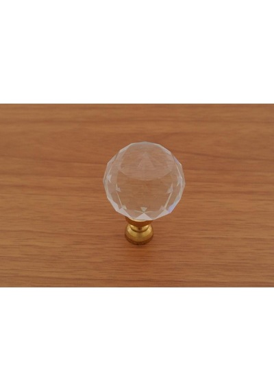 Azimkarhirdavat Kristal Taşlı Düğme Kulp Tek Delikli Tabanı Sarı (30 Mm)
